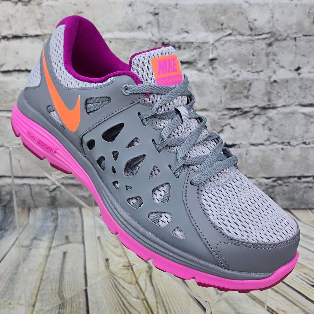 Nike‎ Dual Fusion Run 2 Running Shoes Womens 10.5 Grey Pink 599564-011 Sneakers